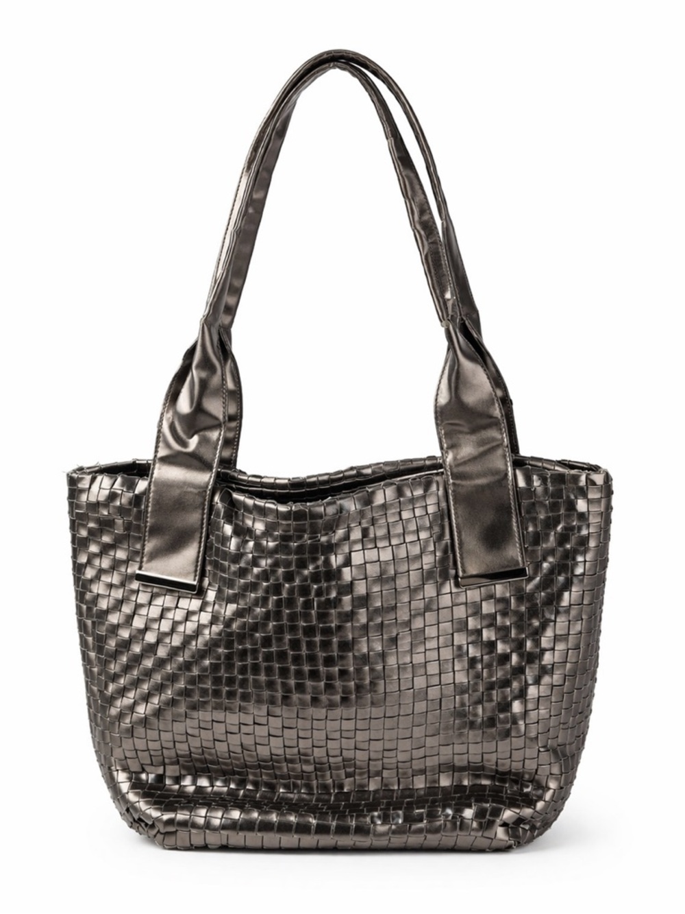 Braciano Vintage Y2K Woven Metallic Silver Shoulder Bag Tote